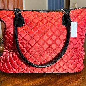 Crabtree & Evelyn Large Red Quilted Tote New With Tags